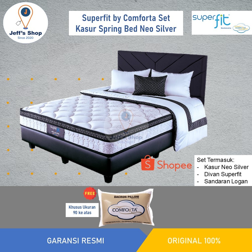 Superfit by Comforta Set Kasur / Matras Spring Bed Neo Silver