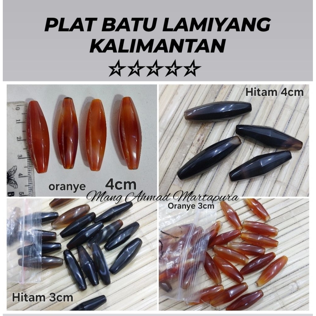 Batu Lamiyang Akik Manau 3cm & 4cm Asli Kalimantan - Plat Batu Lamiyang Lamiang Asli digosok - Kalim