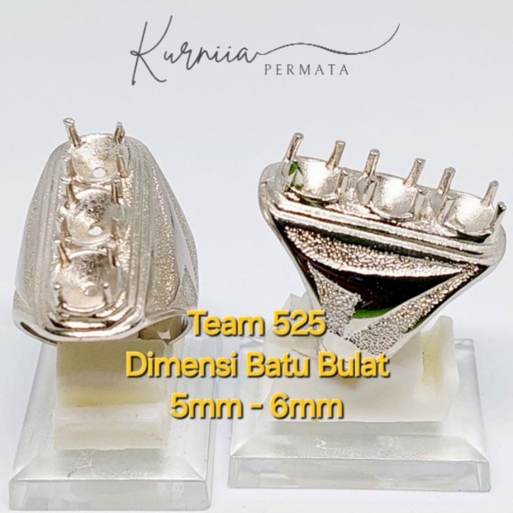 Ring Emban Alpaka Super 3 Batu Dim Bulat Kecil 5-6mm / Pengikat Ring Cincin Batu Akik Eceran Termura