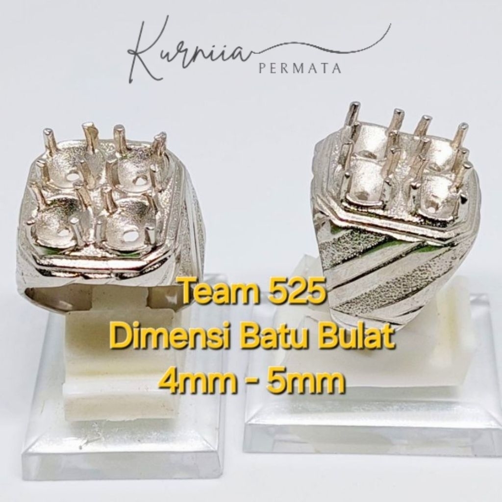 Ring Emban Alpaka Super 4 Batu Dim Bulat Kecil 4-5mm / Pengikat Ring Cincin Batu Akik Eceran Termura