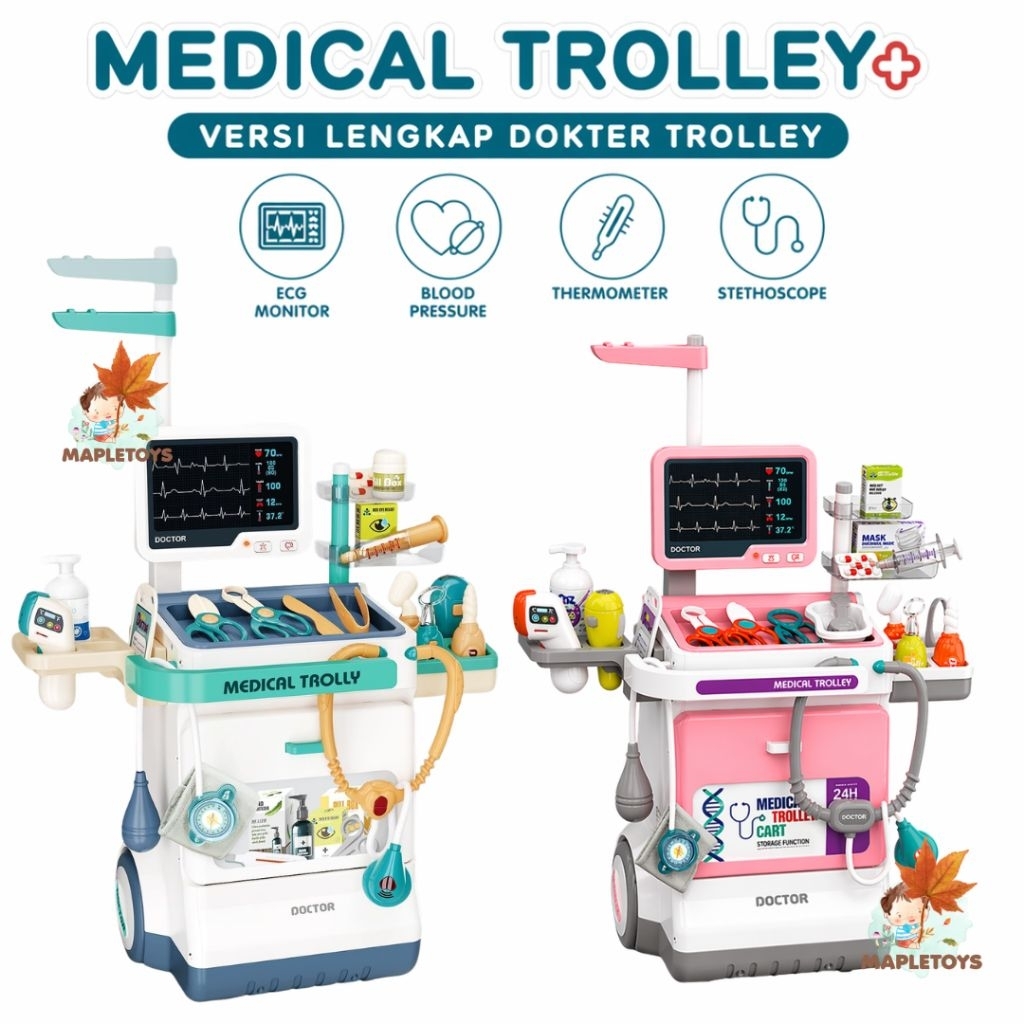 NEW Mainan anak dokter troli + BAJU dokter set aksesoris lengkap mainan anak dokter dokteran