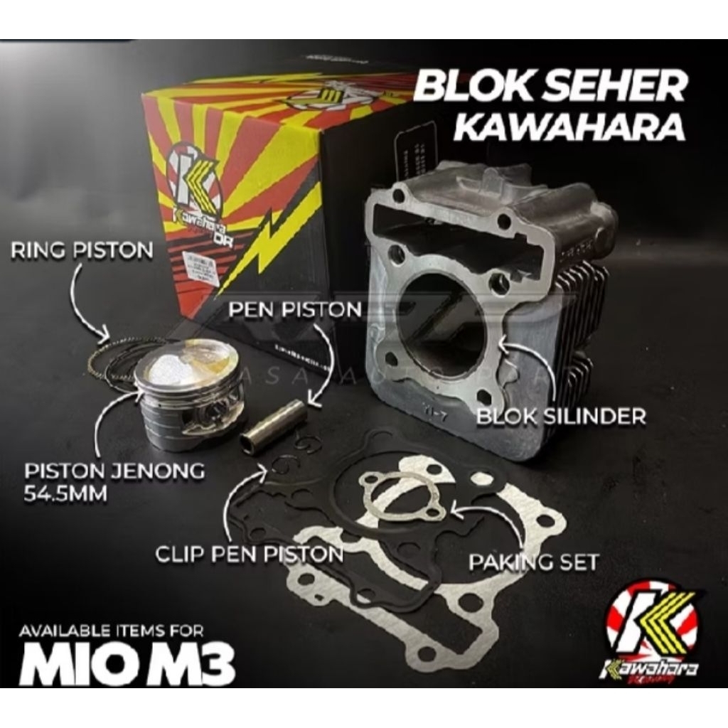 Blok Seher Mio M3 Bore Up 54.5mm Kawahara Kit Silinder Piston Yamaha Mio M3