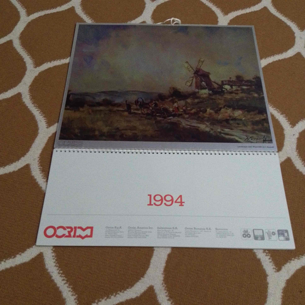 Ocrim Landscape with Wind Mill by L Karpoff 1994 Calendar Art Import - Kalender Seni cocok untuk ken