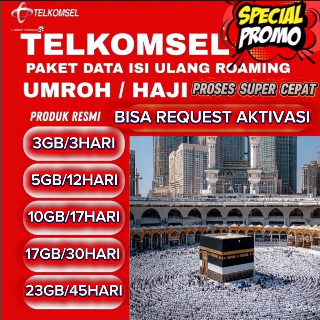 TELKOMSEL PROMO DATA INTERNET ROAMING HAJI & UMROH  proses super cepat