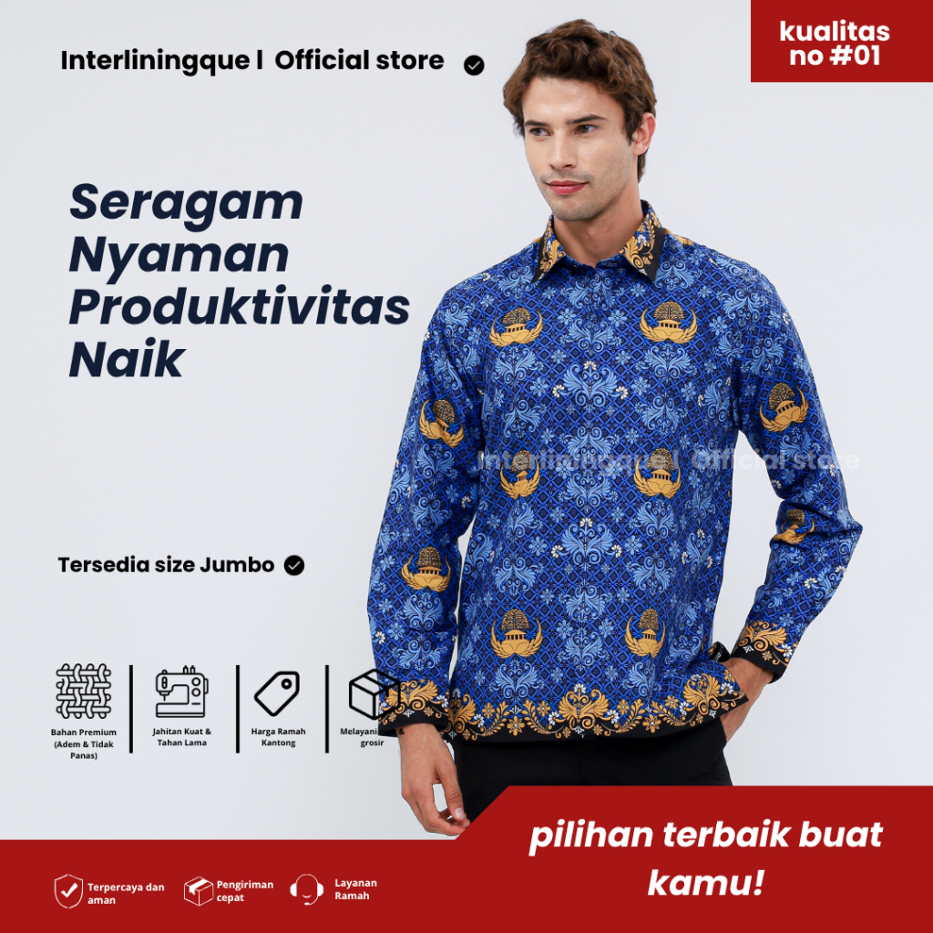 BATIK KORPRI TERBARU 2026 LAPIS FURING KERAH HITAM LAPIS FURING KORPRI 2025 korpri PRIA KORPRI WANIT