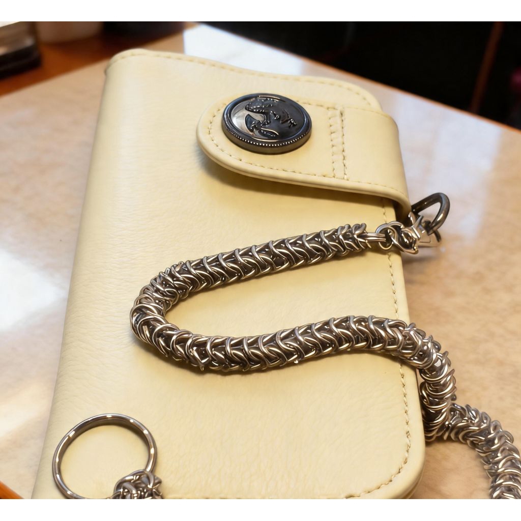 Dompet Kulit Panjang Biker Rocker Premium dengan Rantai Stainless Steel