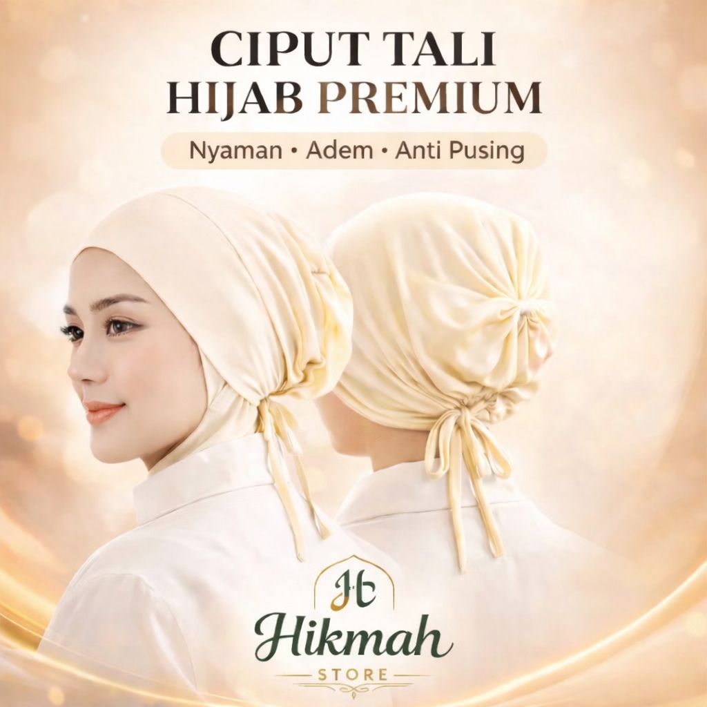 Ciput Tali Hijab Premium Spandex Inner Hijab Wanita Anti Pusing Ciput Ninja Tali Belakang Dalaman Hi