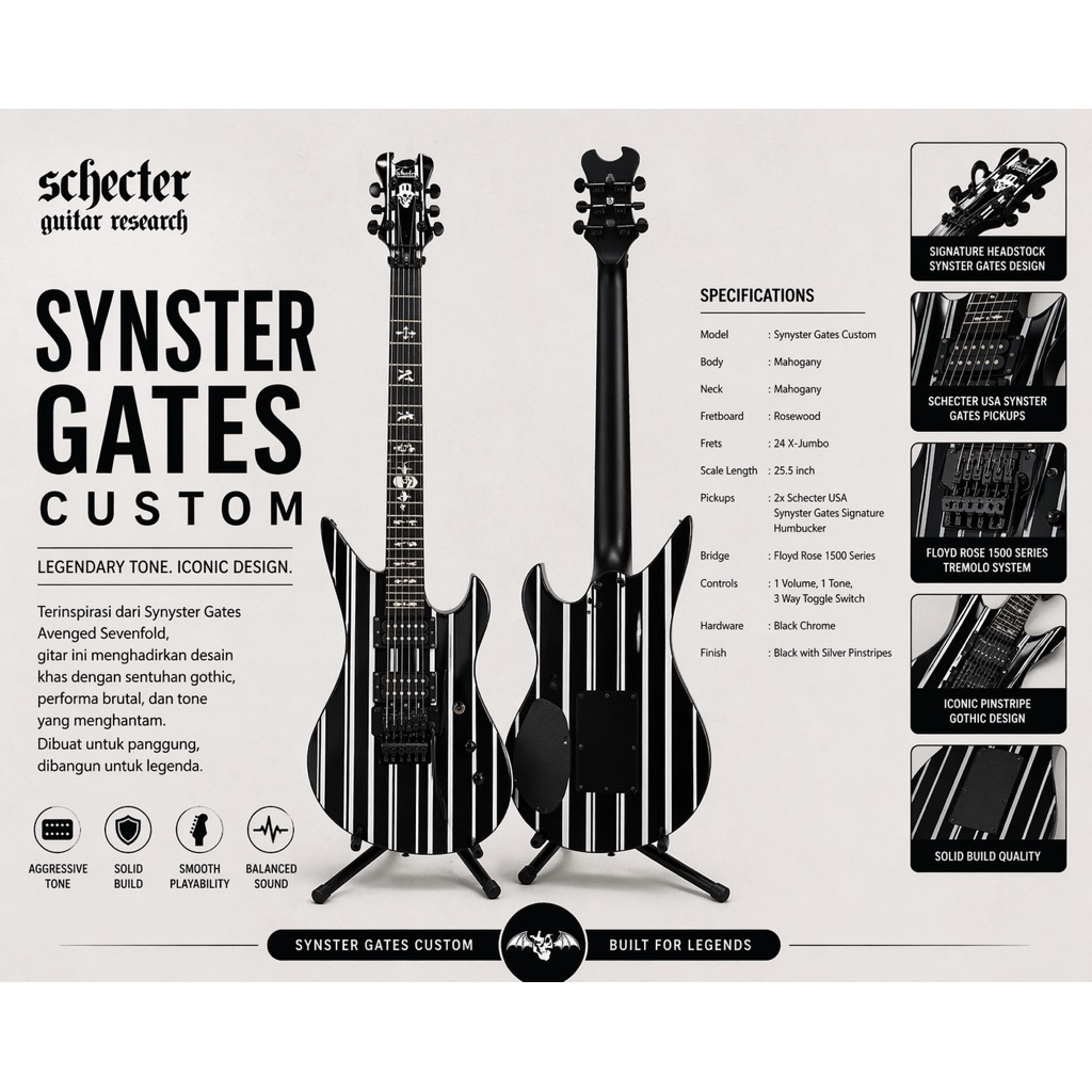 GITAR ELEKTRIK SHECTER SYNYSTER GATE UPDOWN PABRIKAN