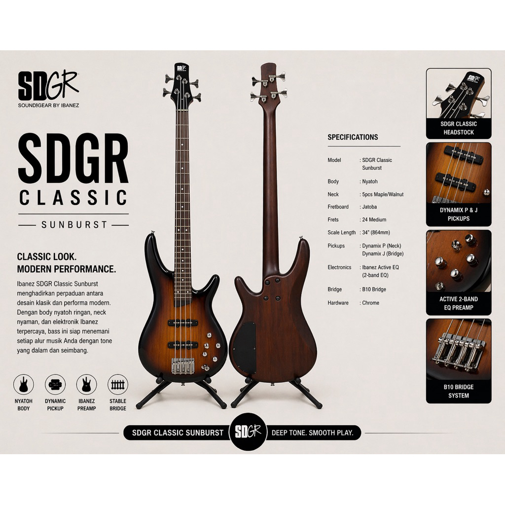 GITAR Bass Elektrik Ibanez Soundgear 4 string Series MII