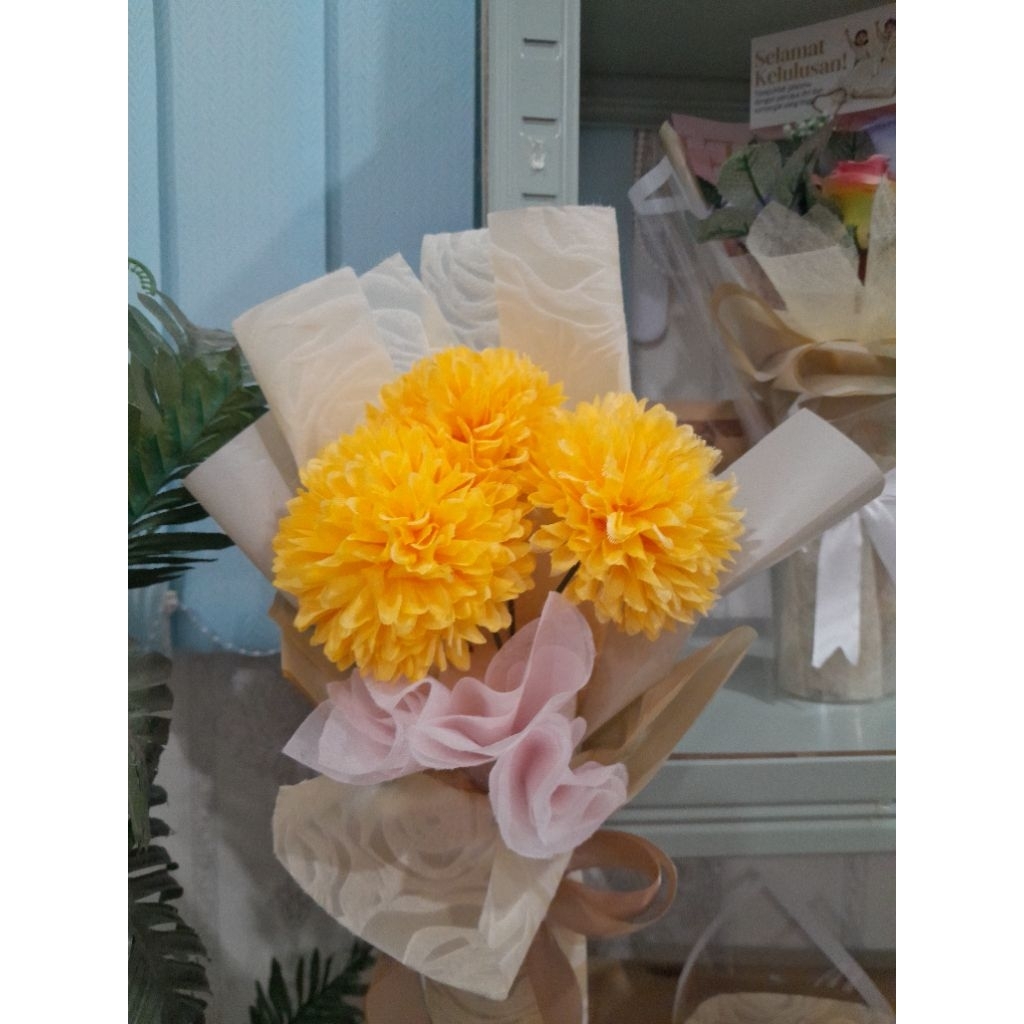 Buket Bunga Kering Aesthetic Fake Flower Bouquet Hadiah Wisuda Ulang Tahun - kkiazzstore