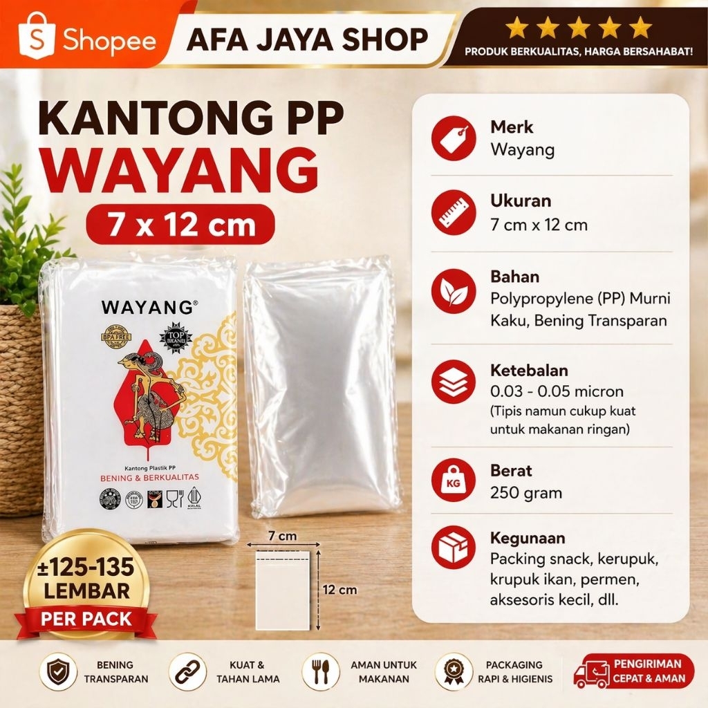 [7x12] Kantong Plastik PP Cap Wayang Bening Plastik Snack Kecil Permen Kue Mini