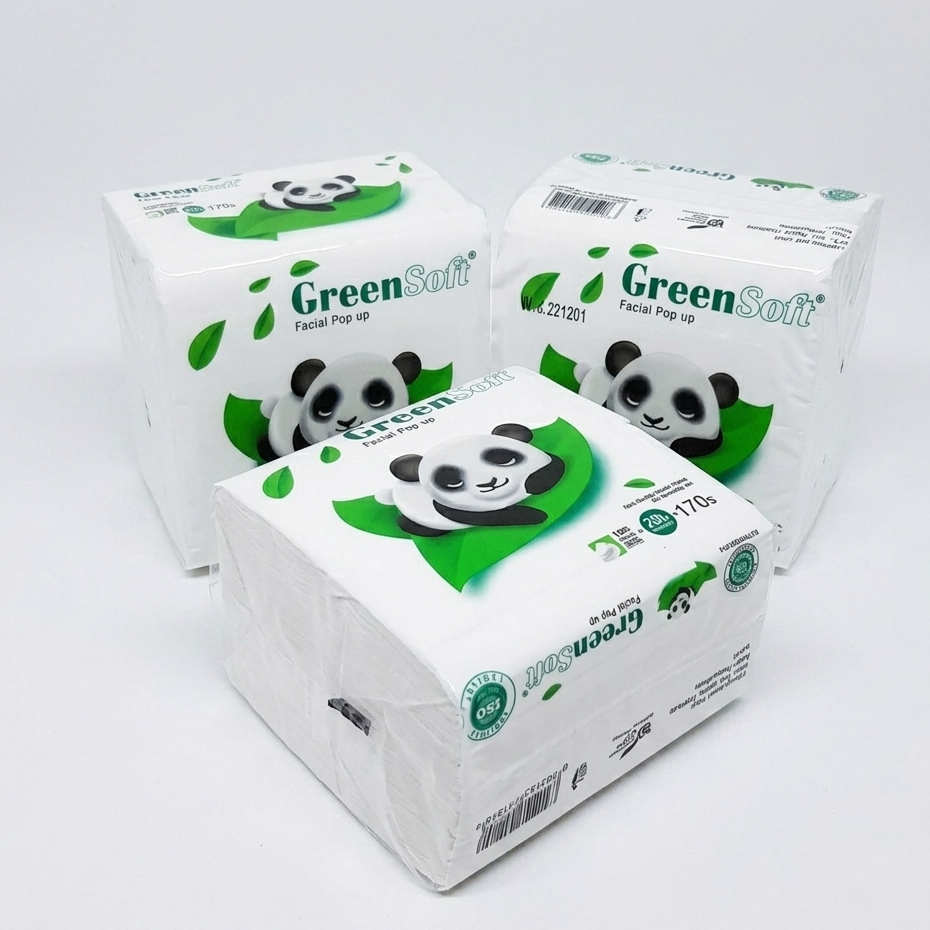 Tissue Meja Makan Pop Up Green Soft Panda 170 Sheet
