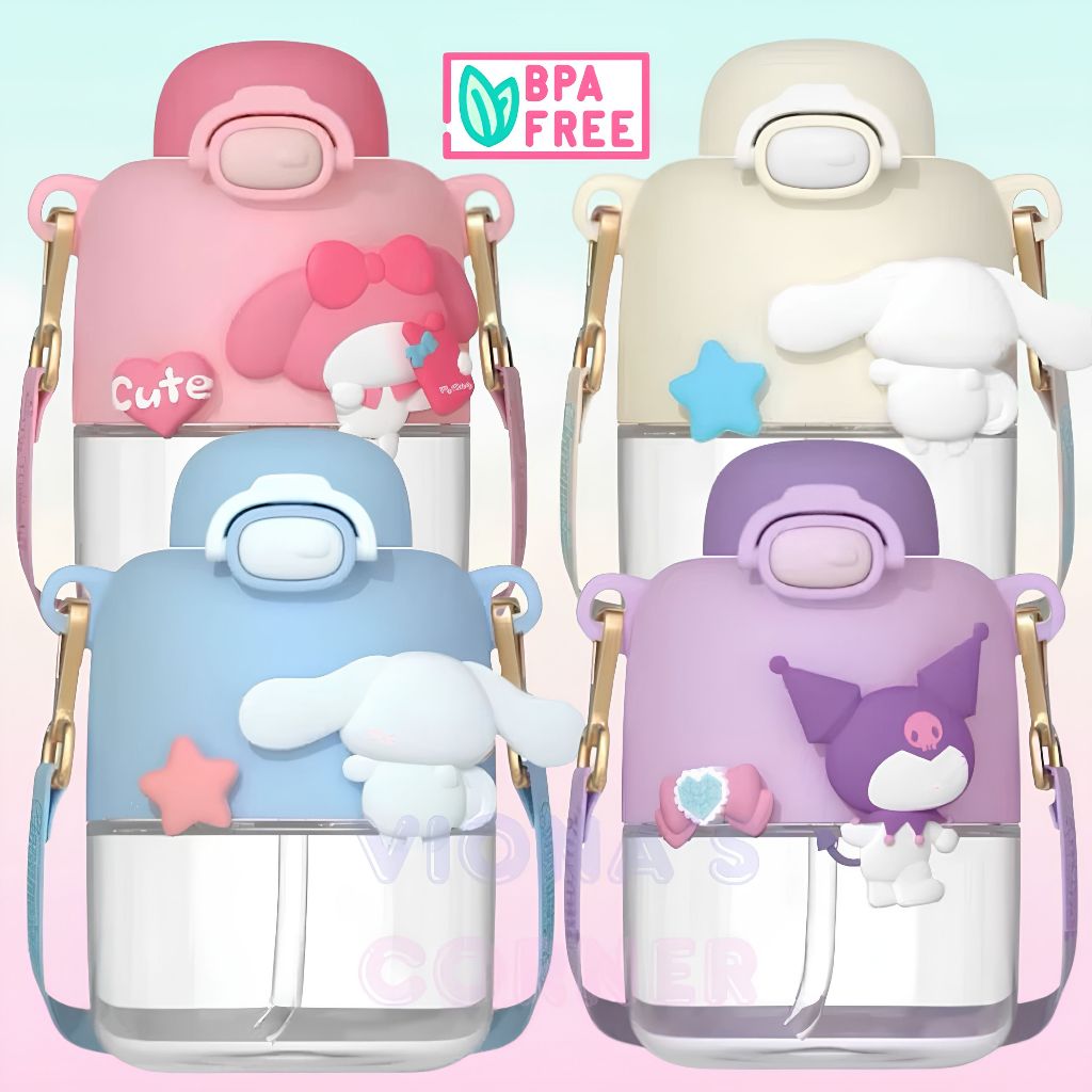 Botol Minum Karakter Tempat Minum Lucu Tali Panjang Tumbler Anak Perempuan