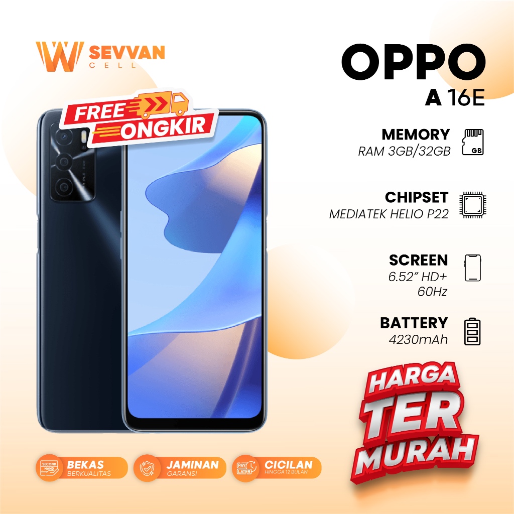 Handphone Oppo A16e Ram 3 32 GB