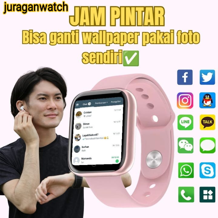 Jam Tangan Hp Pintar Smartwatch Y68 Jam Hp Android notif WhatsApp wa telfon Bisa Mengukur Langkah Ka