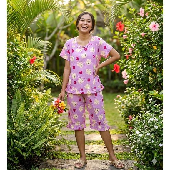 Baju Tidur Setelan Merk Gajah Putih Celana 3/4 / Setelan Baju Tidur Celana 3/4 / Gajah Putih 3/4