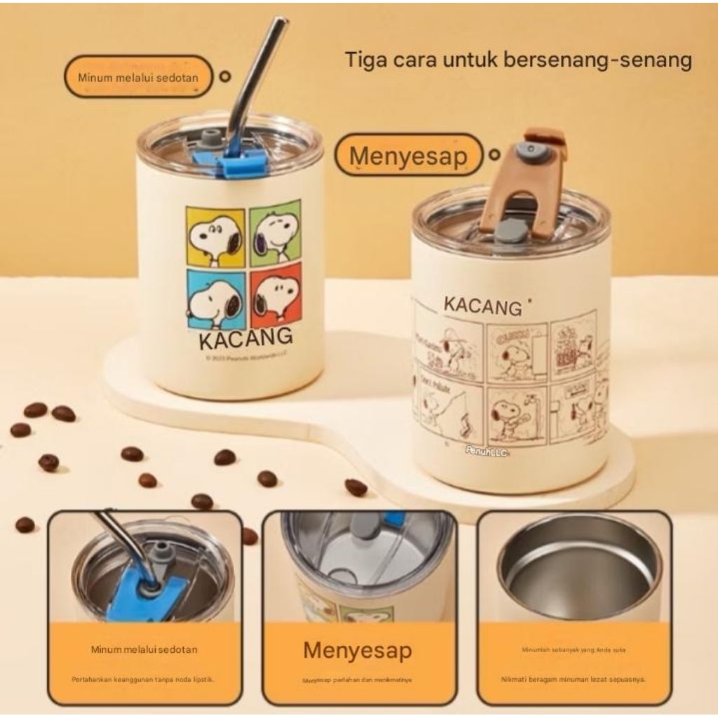 DELUNASHOP Mug Stainless 304 SUS Vacuum insulated mug Snoopy Original