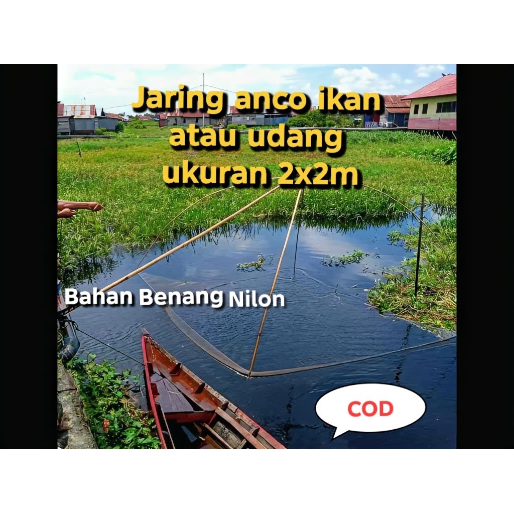 Jaring Anco Penangkap Ikan Atau udang Bahan Benang Nilon ukuran 2x2meter