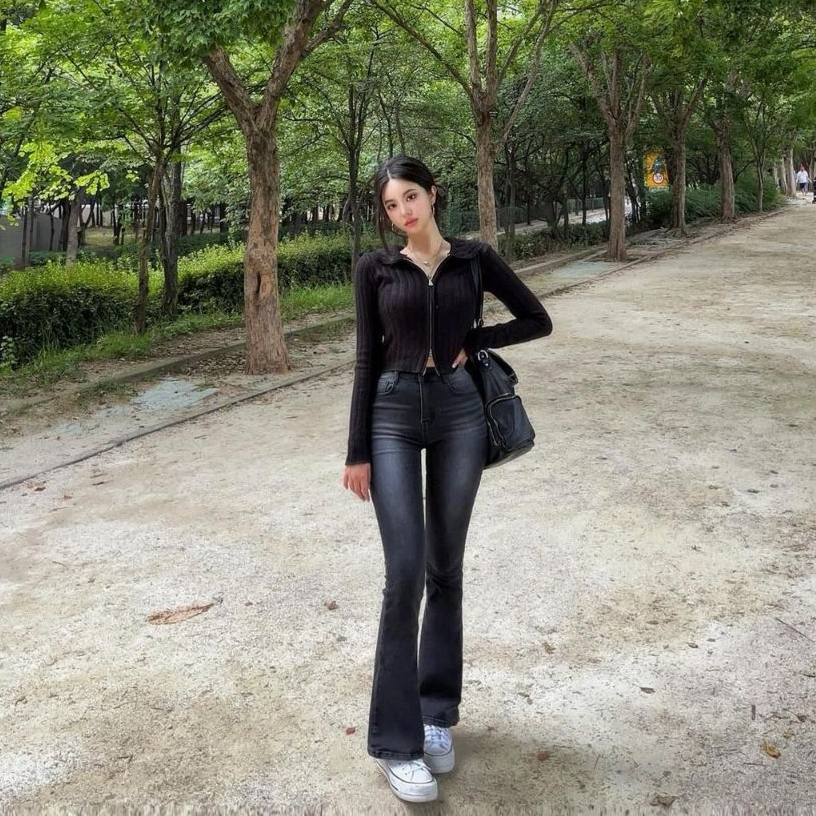 Highwaist Cutbray Jeans Retro Wanita-Celana Jeans Cutbray Wanita Model Retro Korea Terbaru