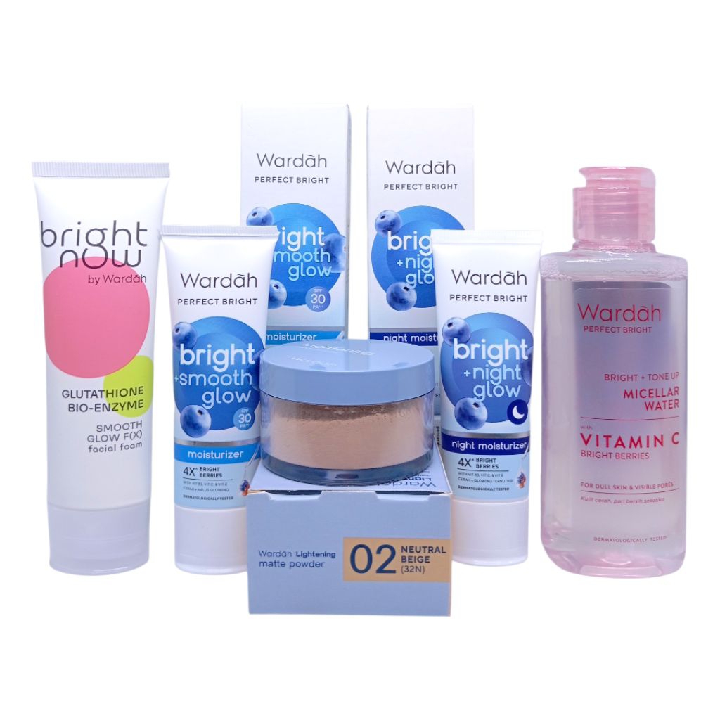 Skincare Wajah Glow/Wardah PERFECT BRIGHT SMOOTH GLOW/Perawatan kulit kusam/ Skincare Glowing Murah