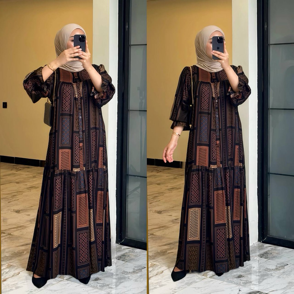 Gamis Aira Motif Bunga - Gamis Motif Kekinian