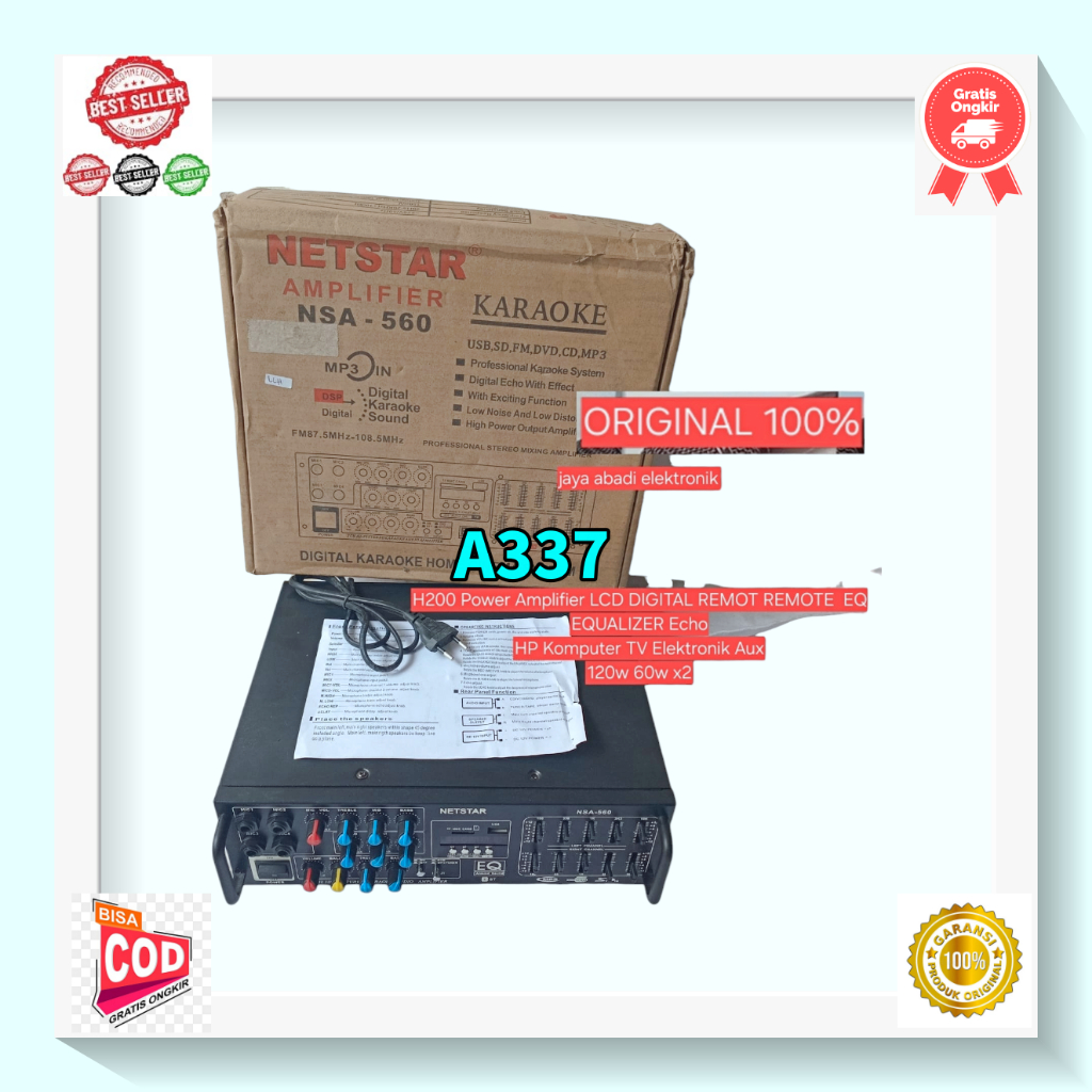 A337 DIGITAL BLUETOOTH AUDIO AMPLIFIER  H200 Power Amplifier LCD REMOT REMOTE EQ EQUALIZER Echo Bass