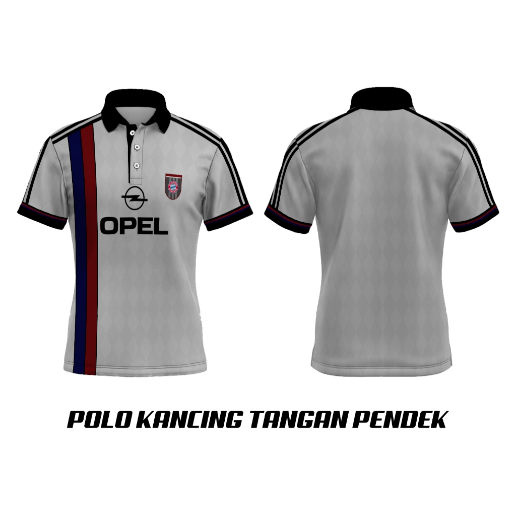Baju Kaos Tshirt Dewasa Polo V-neck Jersey Sepakbola Football Fc Bayern Munchen VINTAGE 1996-1998 Fu