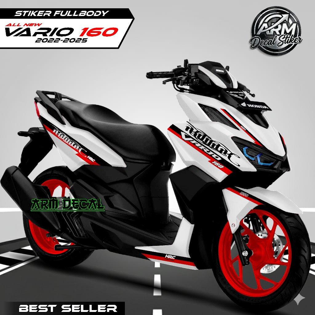 Decal Variasi Vario 160 Full Body / Stiker New Vario 160 Fullbody Dasar Hitam List Racing