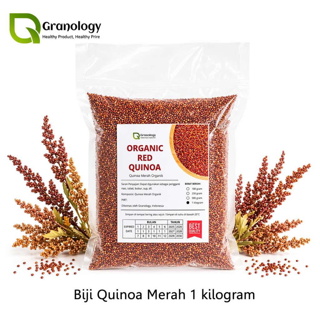 Quinoa Merah Organik / Organic Red Quinoa (1 kilogram) by Granology
