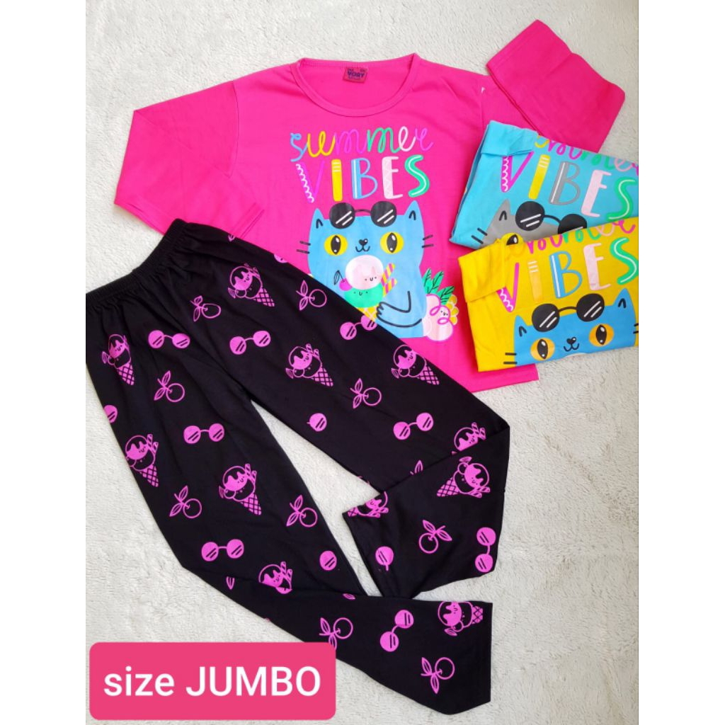 Setelan baju lengan panjang celana panjang anak perempuan piyama baju tidur gambar usia 2-10 tahun/b
