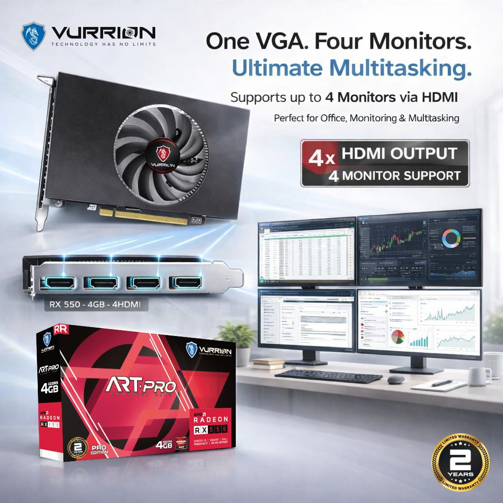 VGA VURRION ART PRO RADEON RX 550 4GB 4xHDMI - Radeon RX 550 4 output