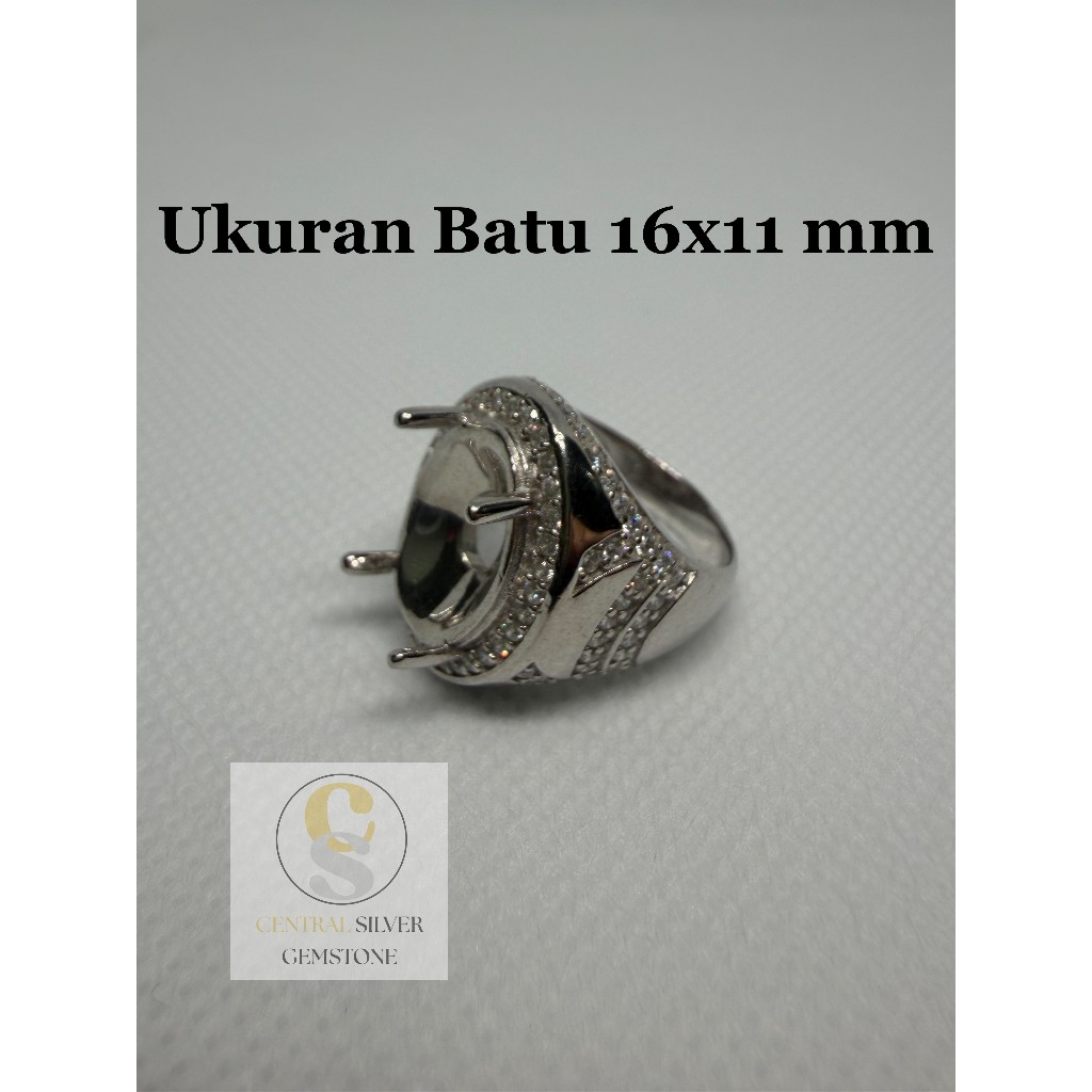 Emban Cincin Silver Pria Untuk Batu Akik (Size 18 Standar HK)