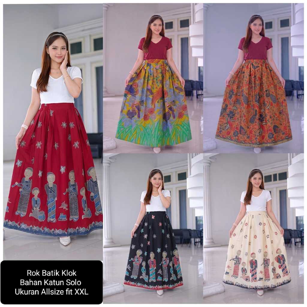 ROK BATIK SOLO TERBARU MODEL KLOK A BAHAN KATUN