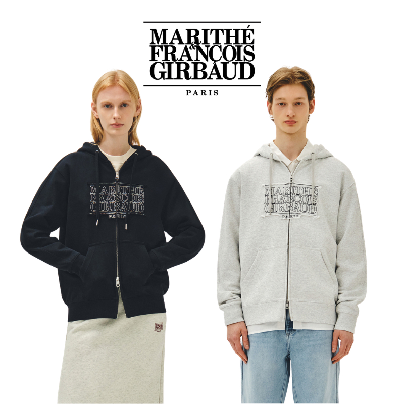 MARITHE CLASSIC LOGO APPLIQUE HOODIE ZIPUP