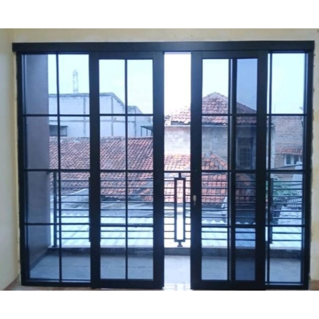 PINTU SLEDING DOBLE GANDENG JENDELA MATI  ALUMINIUM ALEXINDO 4INC T210 L 220
