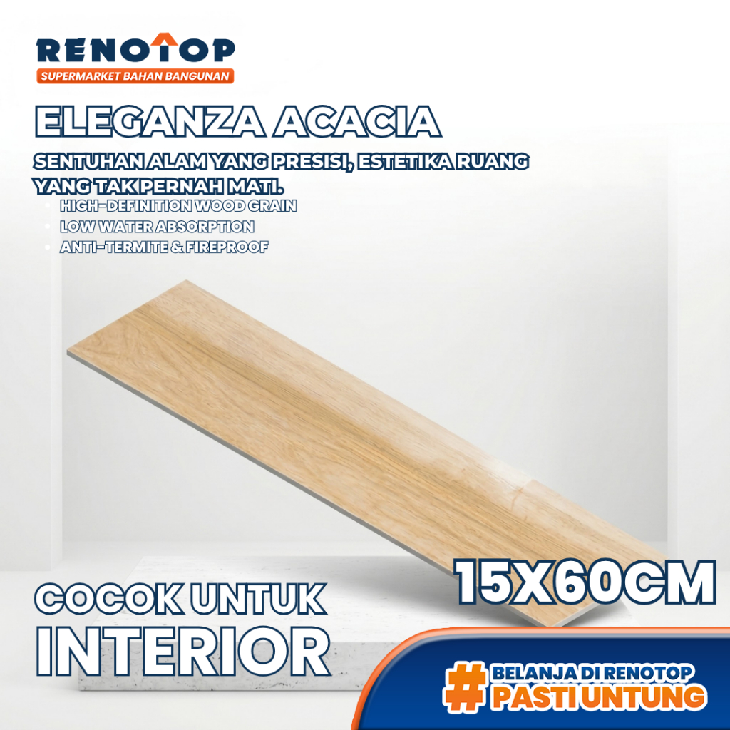 Renotop Eleganza Acacia 15x60 Granit Motif Urat Kayu Pilihan Warna