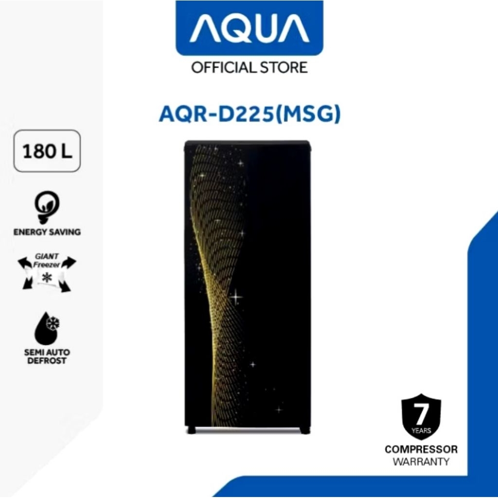 Kulkas AQUA Japan AQR-D225(MSG) 1 Pintu 180L - Giant Freezer & Low Watt