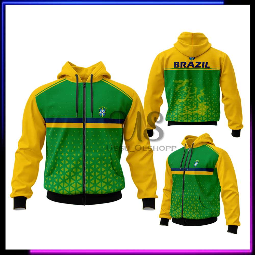 Jaket Brazil / Jaket Brasil Pria / Bomber Bola Brazil / Jaket Suporter Brazil