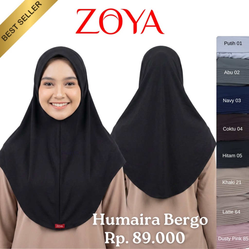 ZOYA Humaira Bergo - Kerudung Jilbab Hijab Instan Bergo Jersey Muslim Wanita Bergo Sekolah Pet Kecil