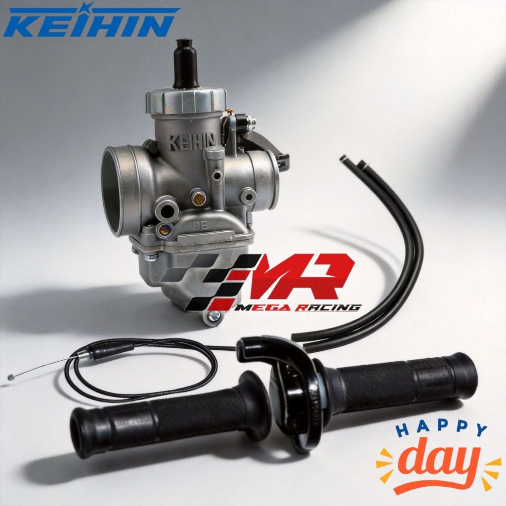 Karbu KEIHIN PE + Gas Spontan 1 Kabel 100cm - Karburator KEIHIN X DAY PE 24 26 28 UMA CPO Carburetor