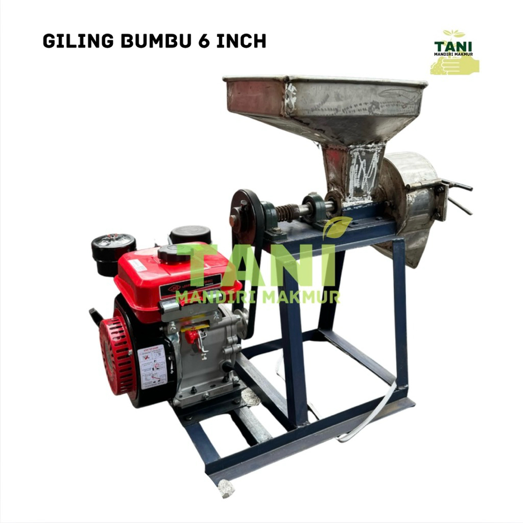 ￼MESIN GILINGAN GILING BUMBU S/S JAHE LENGKUAS CABAI 6” COMPLETE MESIN BENSIN ATAU SOLAR