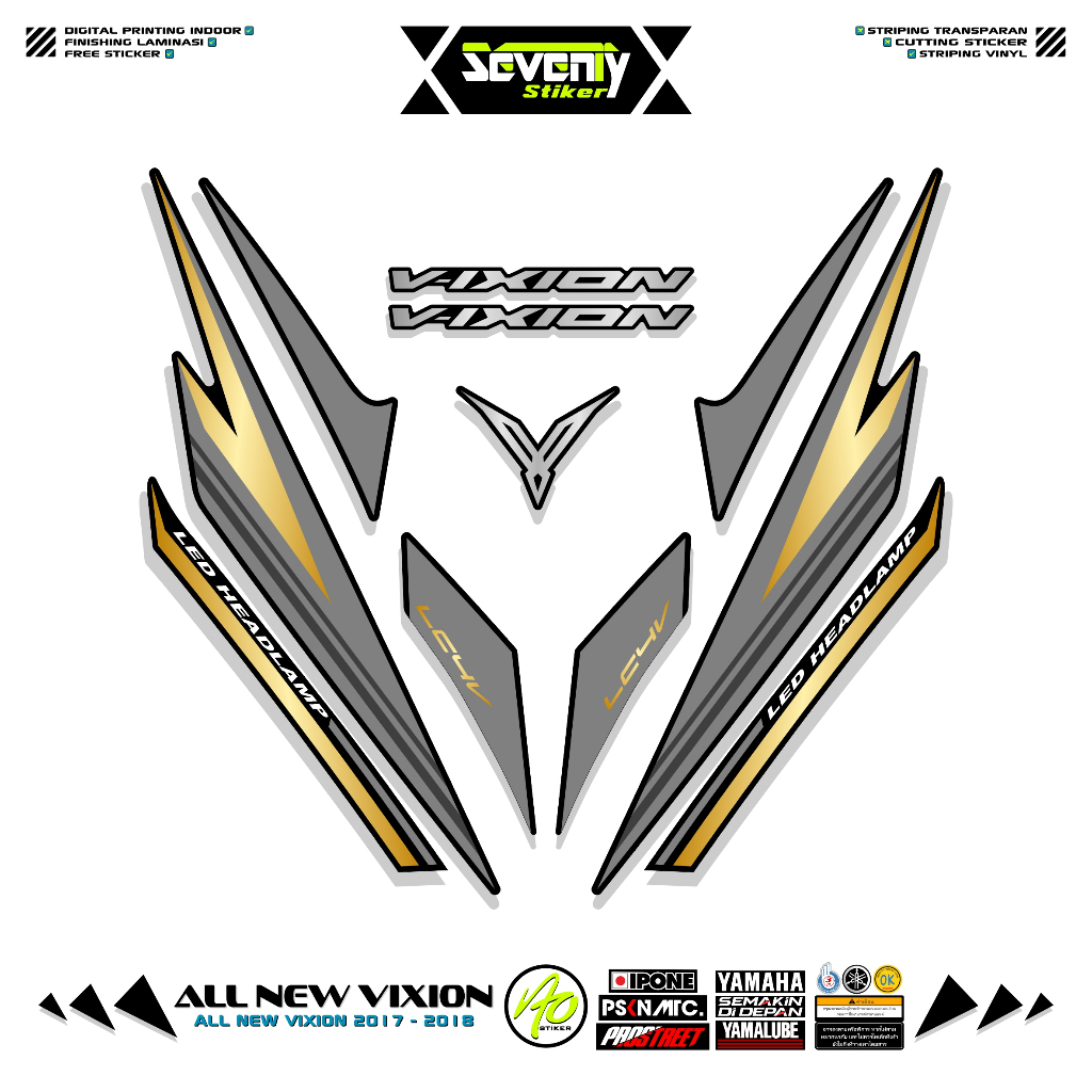 STRIPING ALL NEW VIXION 2017 2018 MOTIF 2 STIKER YAMAHA VIXION NEW FACELIFT STICKER VIXION STANDAR
