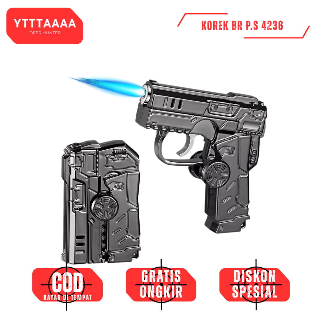 korek api bara model pistol mainan korek gas spiner pistol bisa di isi ulang