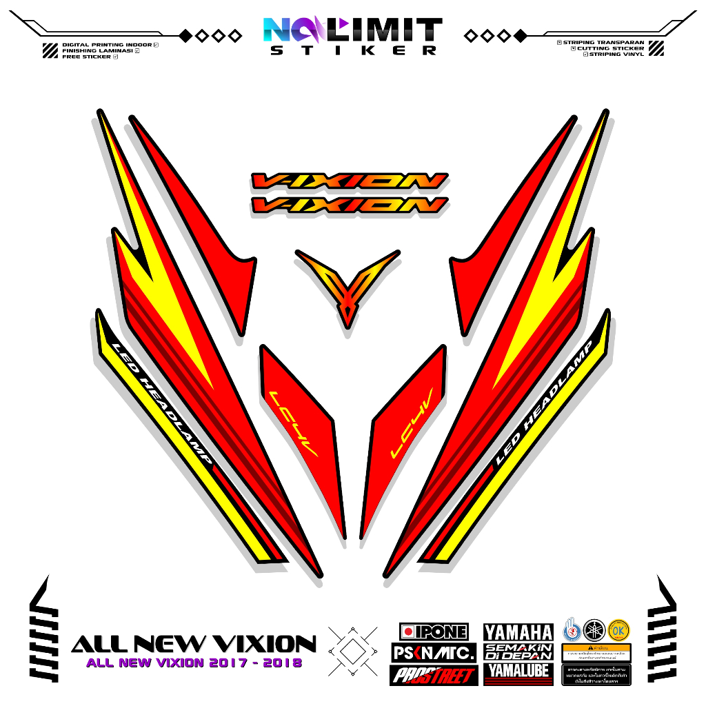 STRIPING ALL NEW VIXION 2017 2018 MOTIF 5 STIKER YAMAHA VIXION NEW FACELIFT STICKER VIXION STANDAR