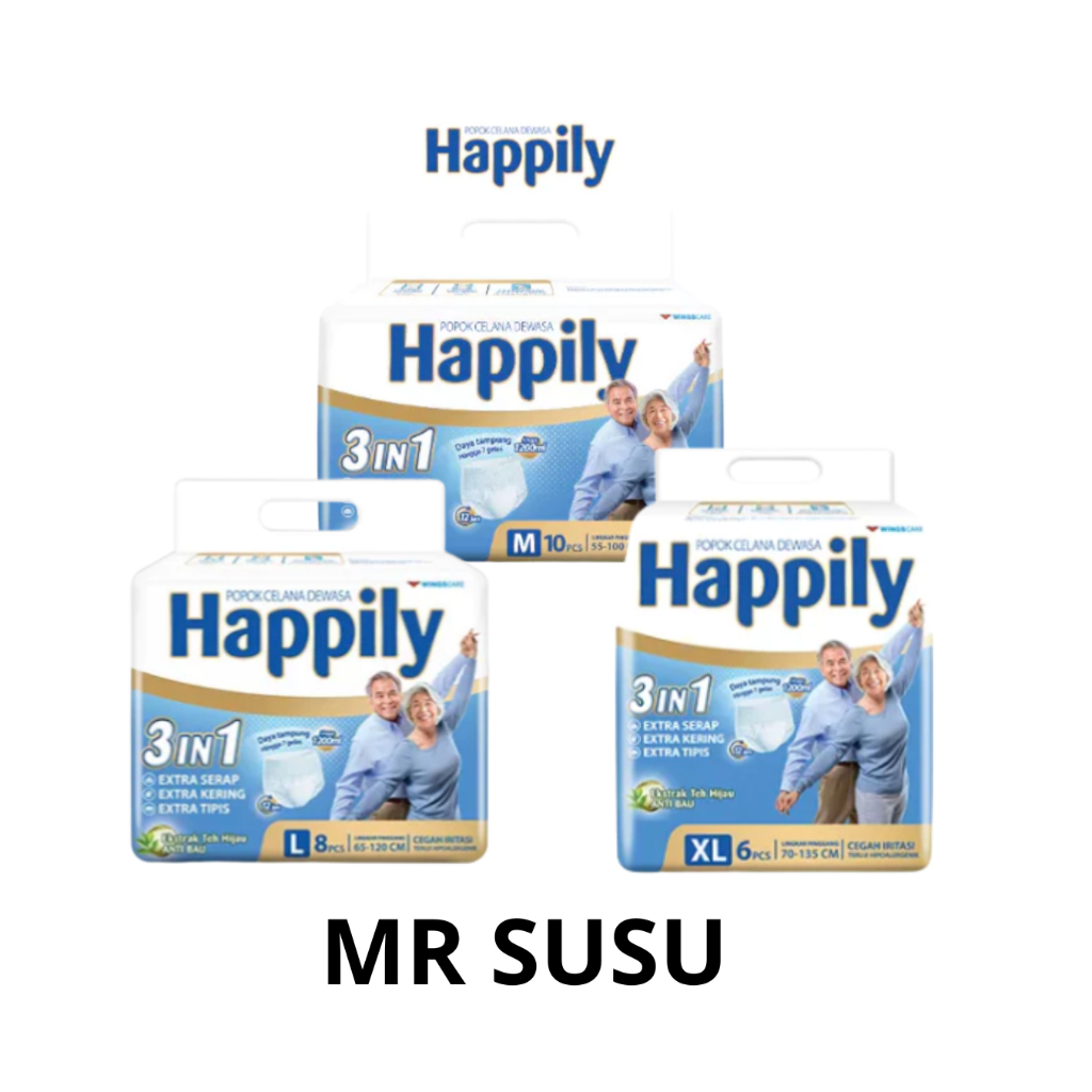 Happily Popok Celana Dewasa Ukuran M isi 10pcs / Happily Size M10 / Happily Popok Celana Dewasa Ukur