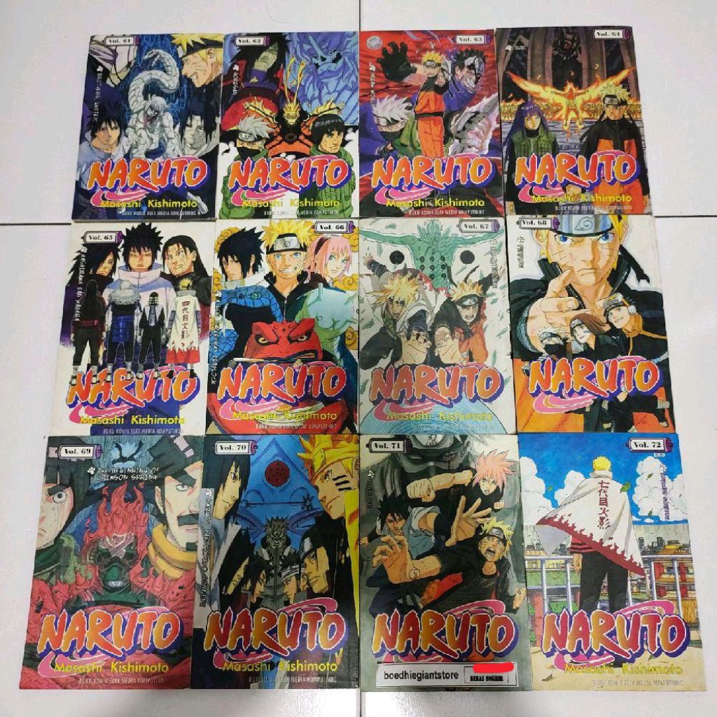 Komik Naruto 72,71,70-61, Kolpri, ORI Elex, paketan 12bk, TS