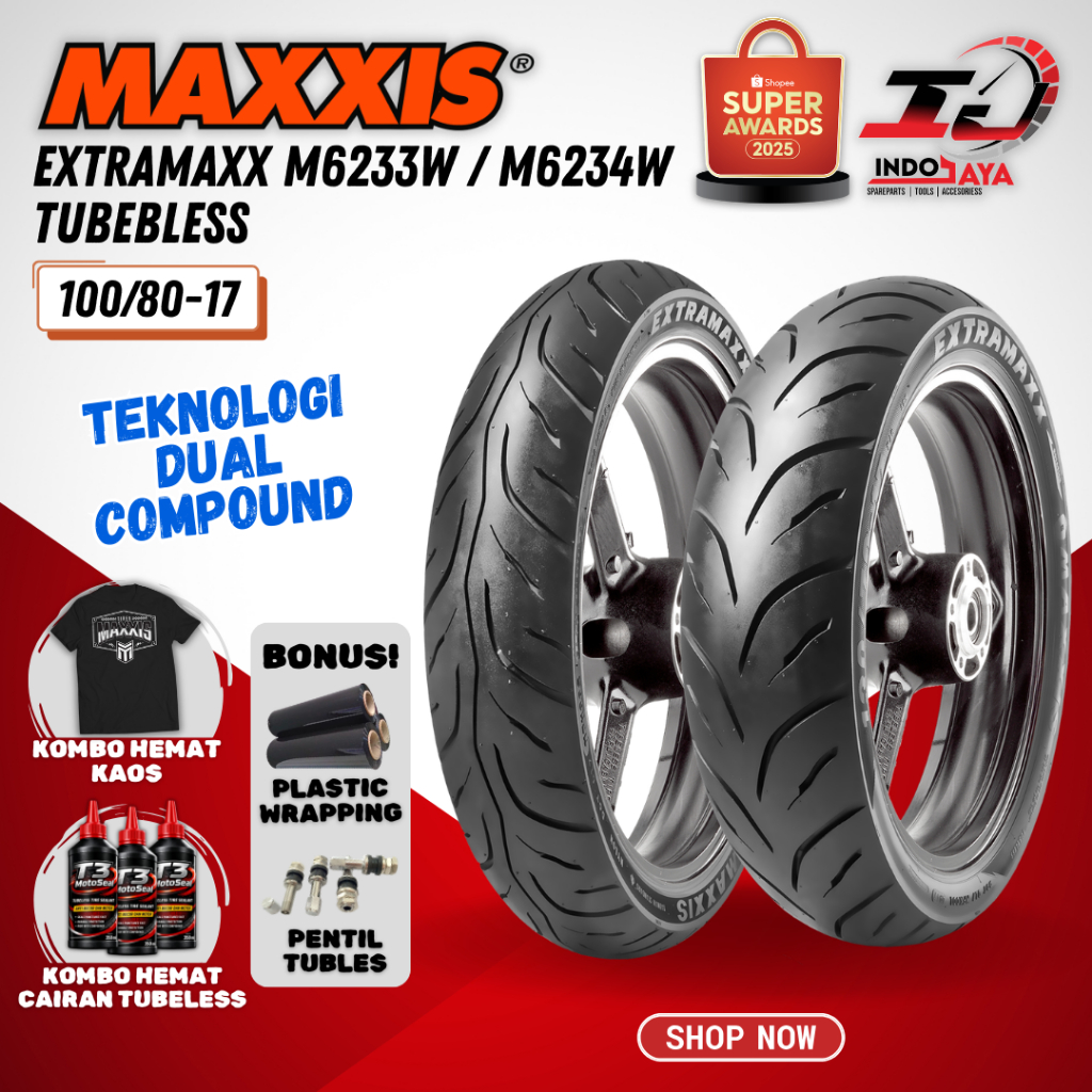 [BAYAR DI TEMPAT] MAXXIS EXTRAMAXX 100 - 80 - 17 / RING 17 / BAN MAXXIS 100/80-17 / 100-80-17 BAN TU