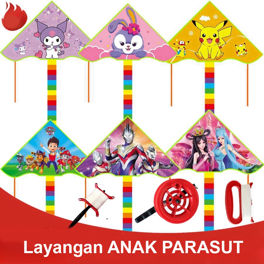 Layangan Parasut Portable Karakter Layangan Anak - Layangan Hias Parasut Layangan Anak - Layangan Ka