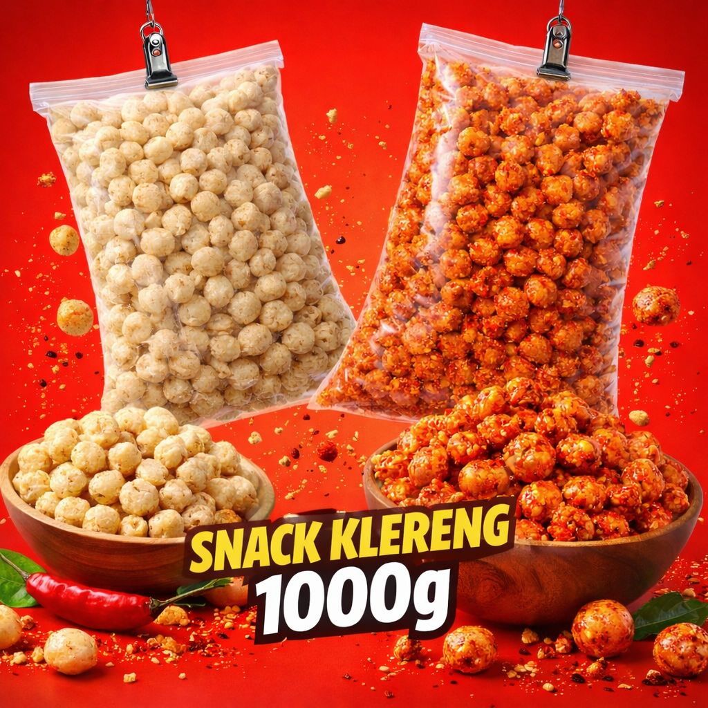 NGEMILYUKK29 - SNACK KLERENG 1000G 1KG - RASA ORIGINAL & PEDAS - MAKANAN RINGAN CEMILAN