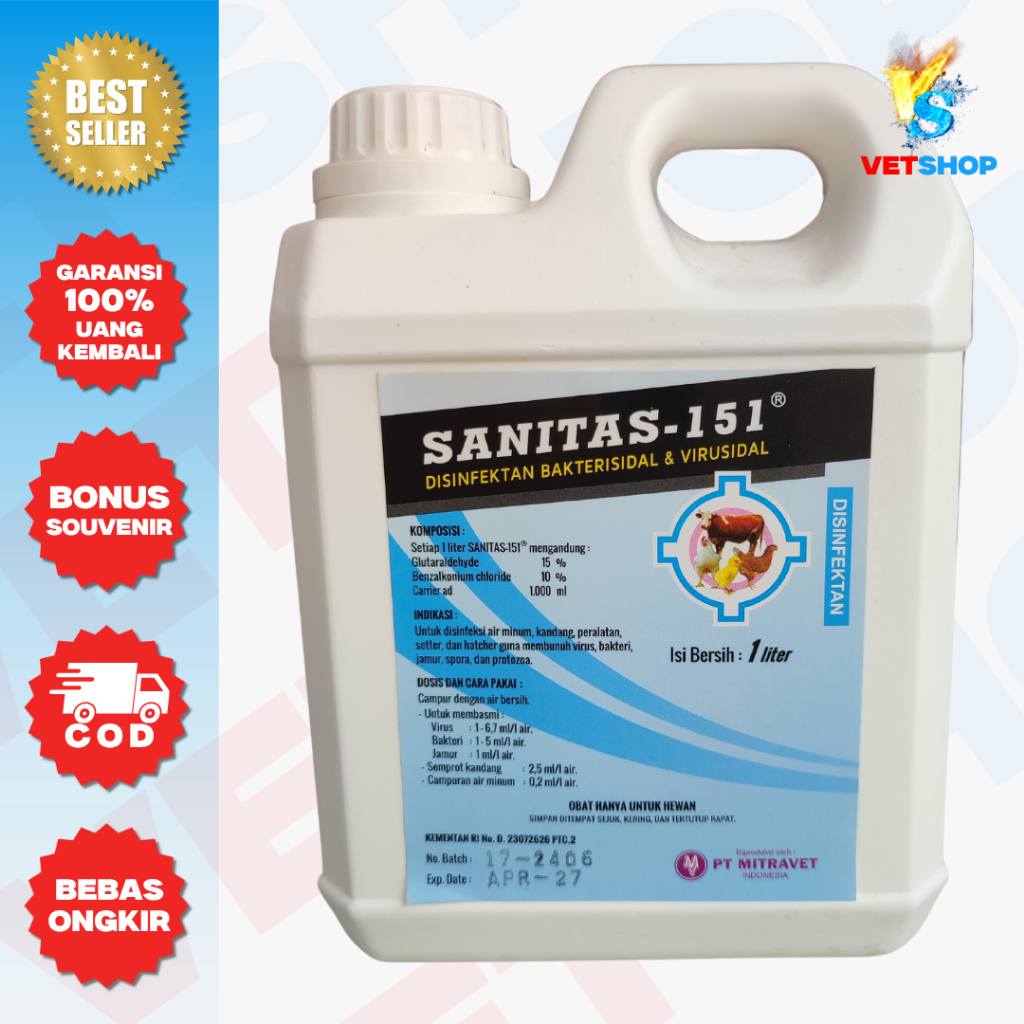 SANITAS-151 Disinfektan Bakterisidal dan Virusidal - VETSHOP